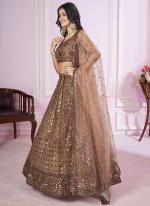 Soft Net Brown Wedding Wear Sequins Work Lehenga Choli